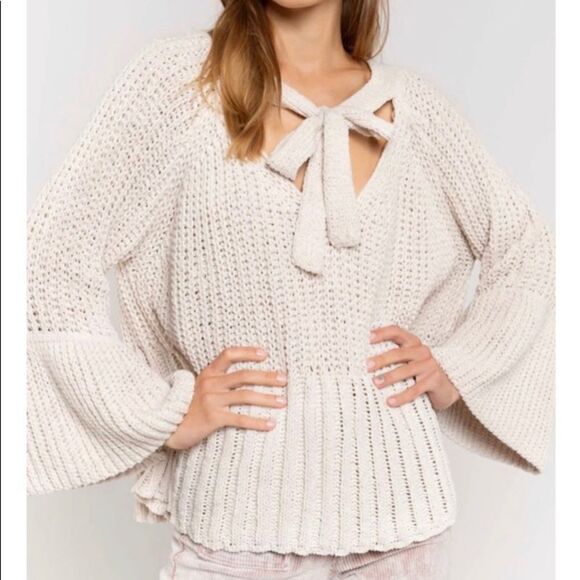POL Chenille Tie Neck Sweater - Picture 1 of 8